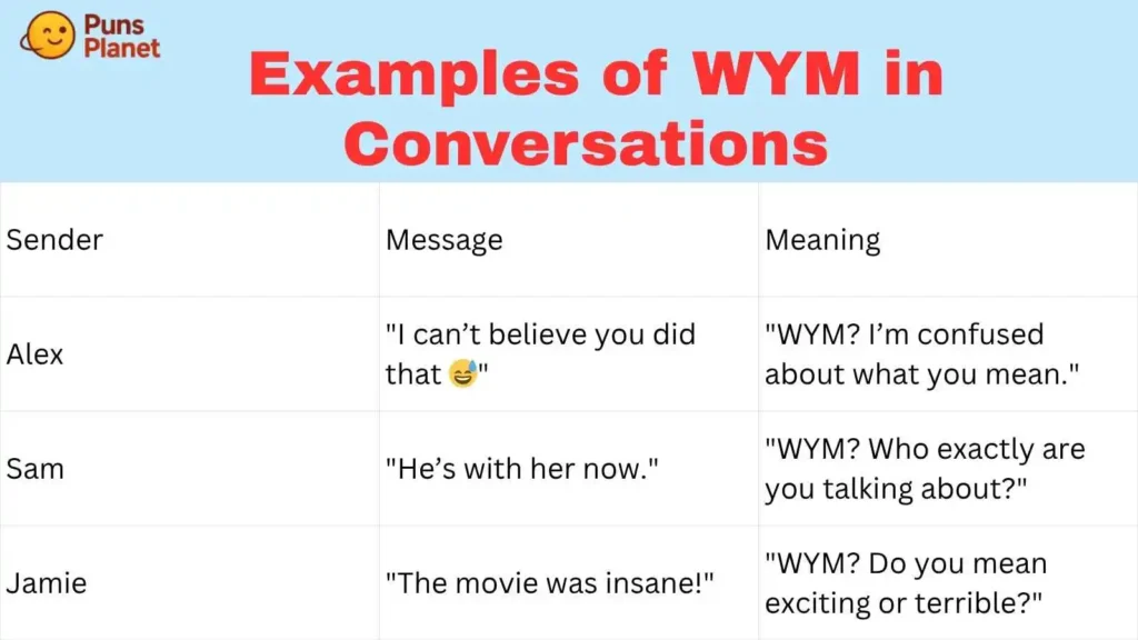 Examples of WYM in Conversations